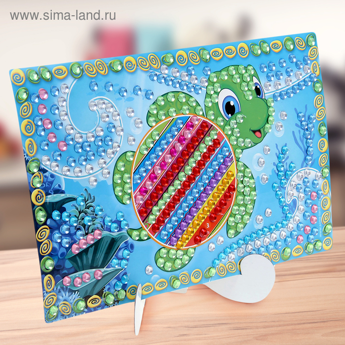 Аппликация стразами "Черепашка-путешественница" 8 цветов - Фото 1