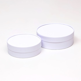 Набор круглых коробок 2 в 1, низкие с глухой крышкой "Белый",  21 х 7 - 18 х 6 см