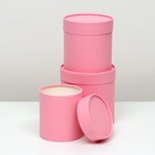 Набор круглых коробок 3 в 1, "Розовый",  16х16, 14х14, 12х12 см - Фото 3