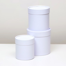 Набор круглых коробок 3 в 1, "Белый",  16х16, 14х14, 12х12 см