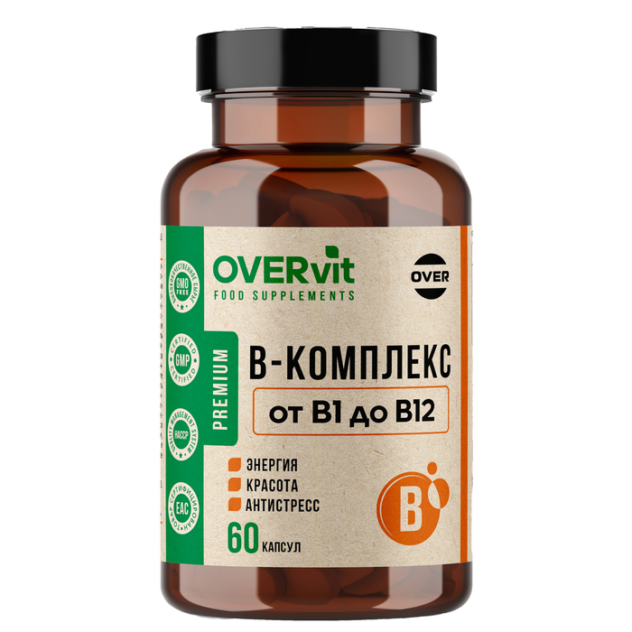 В-комплекс OVERvit, 60 капсул - Фото 1