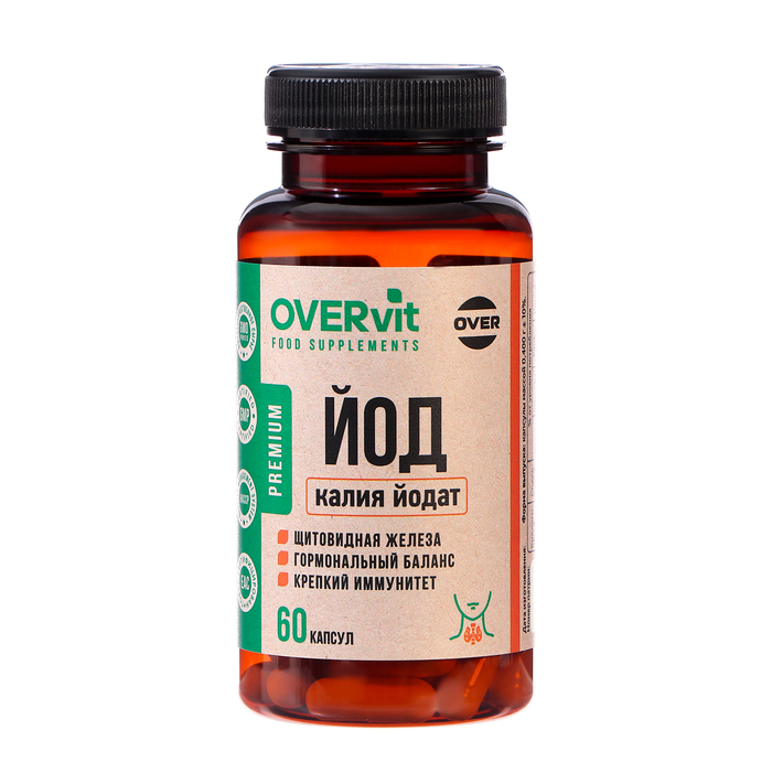 Калия йодат OVERvit, 60 капсул - Фото 1