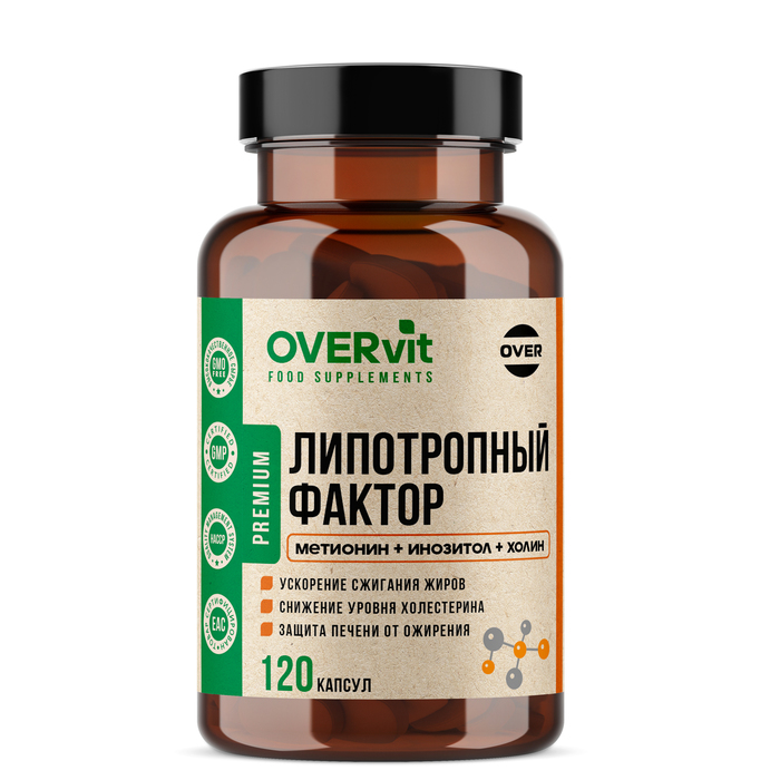 Липотропный фактор OVERvit, 120 капсул - Фото 1