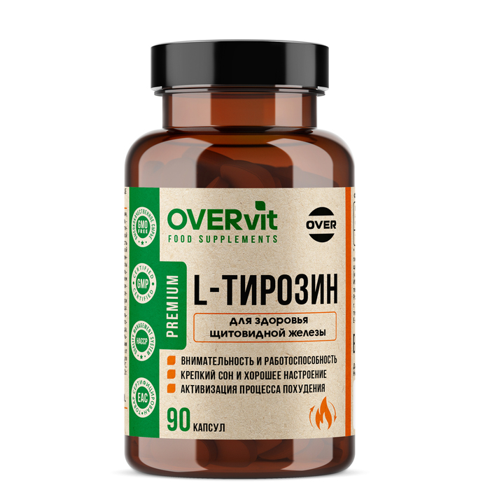 L-тирозин OVERvit, 90 капсул - Фото 1