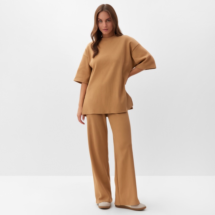Костюм женский (футболка и брюки) MIST, р. 40-42, коричневый - Фото 1