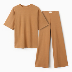 Костюм женский (футболка и брюки) MIST, р. 48-50, коричневый