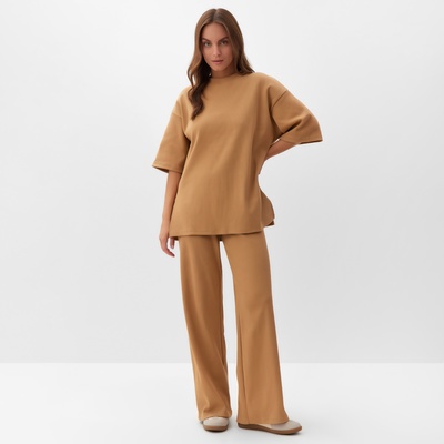 Костюм женский (футболка и брюки) MIST, размер 48-50, коричневый