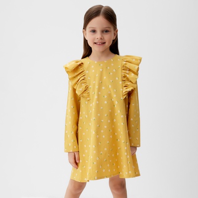 Платье детское с воланами KAFTAN, размер 34 (122-128 см), жёлтое