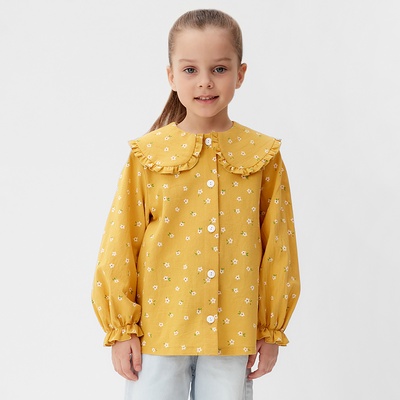 Рубашка детская с воротником KAFTAN, размер 32 (110-116 см), жёлтая