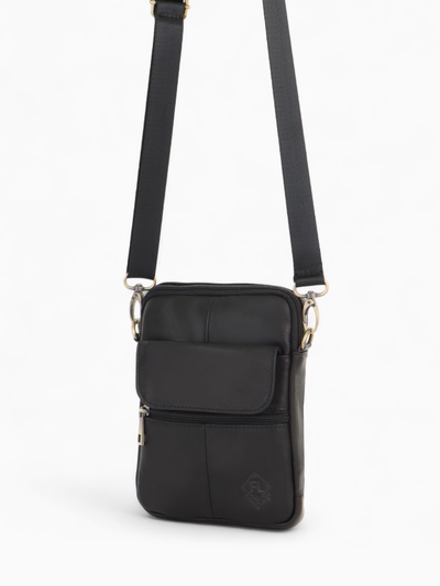 Сумка кросс-боди мужская Fidelio Largo, на молнии, 3 наружных кармана, 16×3×21 см, чёрная