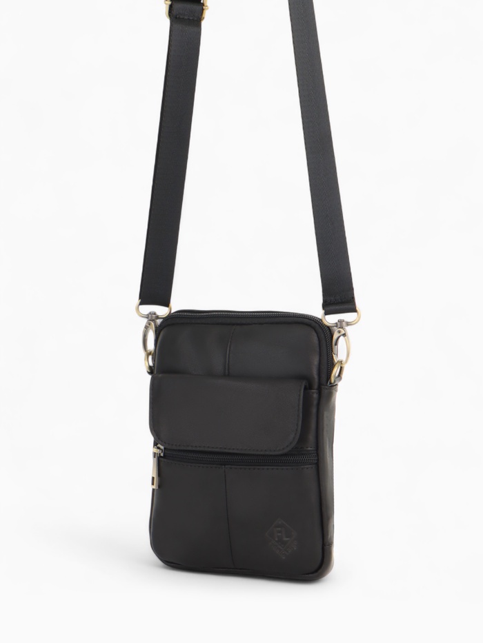 Сумка кросс-боди мужская Fidelio Largo, на молнии, 3 наружных кармана, 16×3×21 см, чёрная - Фото 1