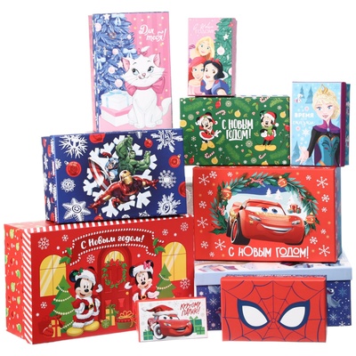 Набор коробок 10 в 1 "С Новым годом!", Disney красная