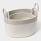 Корзины для хранения LaDо́m, 2 шт., ручное плетение, хлопок, белые - Фото 7