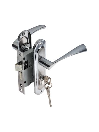 УЦЕНКА Замок врезной LOCKLAND RD003, с ручкой, 3 ключа, цвет хром