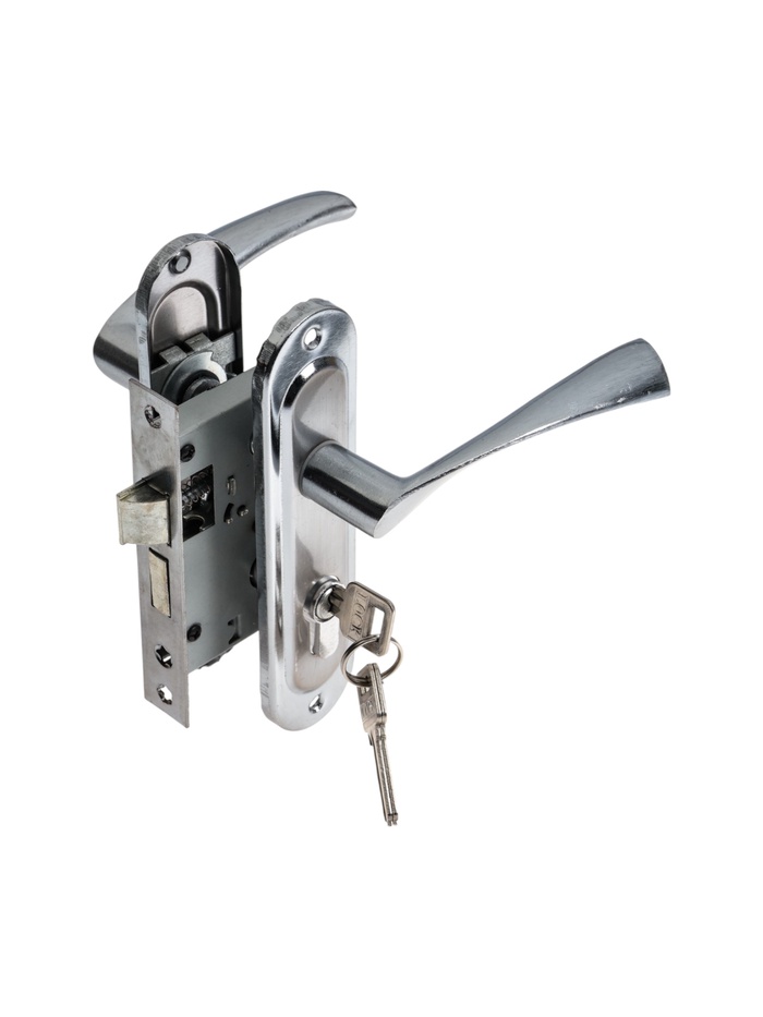 УЦЕНКА Замок врезной LOCKLAND RD003, с ручкой, 3 ключа, цвет хром - Фото 1