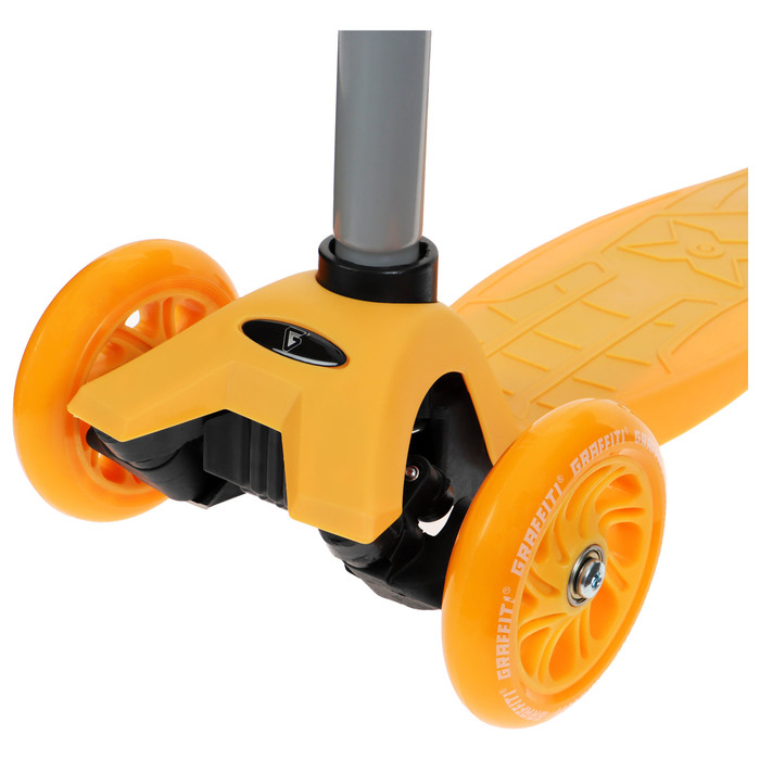 Самокат GRAFFITI, колеса световые PU 120/70 мм, ABEC 7, цвет оранжевый