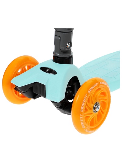 Самокат складной GRAFFITI Baby, колёса световые PU 120/70 мм, ABEC 7, бирюзовый