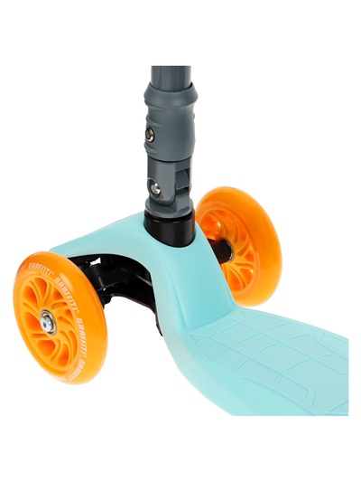 Самокат складной GRAFFITI Baby, колёса световые PU 120/70 мм, ABEC 7, бирюзовый