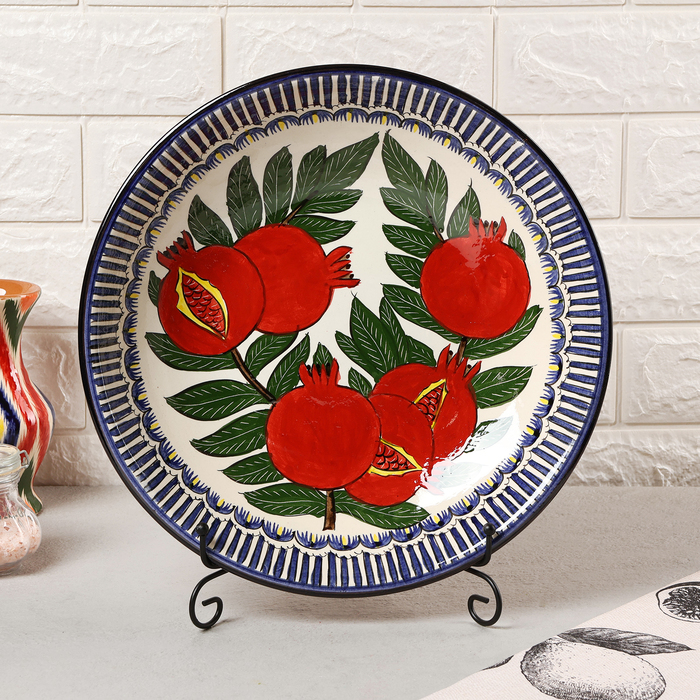 Ляган узбекский Риштанская Керамика «Гранаты», d=33 см, синий - Фото 1