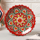 Тарелка Риштанская Керамика "Узоры", красная, 15 см, рифлёная - фото 12336097