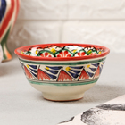 Пиала узбекская Риштанская керамика «Узоры», 120 мл, d=9.5 см, красная, МИКС - Фото 1