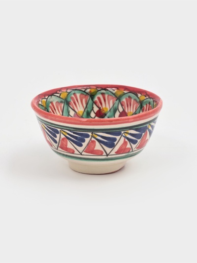 Пиала узбекская Риштанская керамика «Узоры», 120 мл, d=9.5 см, красная, МИКС