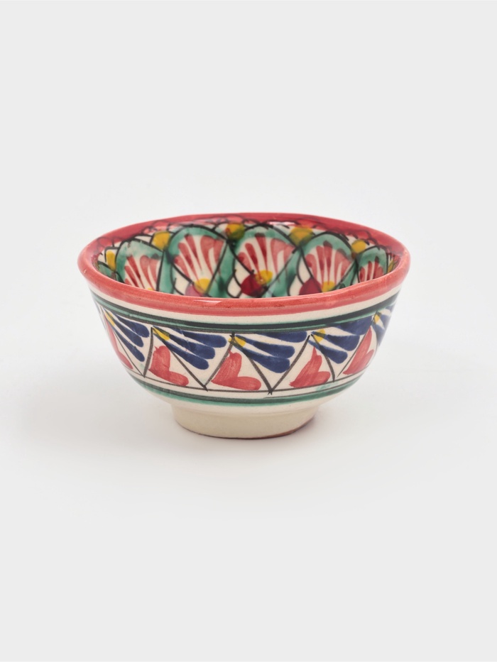 Пиала узбекская Риштанская керамика «Узоры», 120 мл, d=9.5 см, красная, МИКС - Фото 1