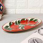 Селёдочница узбекская Риштанская Керамика «Гранаты», 29.5 см, красная, белая - Фото 1