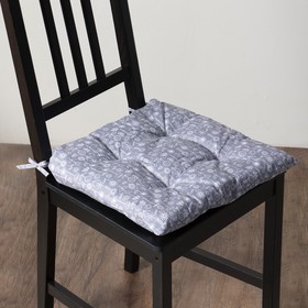 Сидушка на стул Этель "Цветы" цв. grey, 40х40 см, 100% п/э