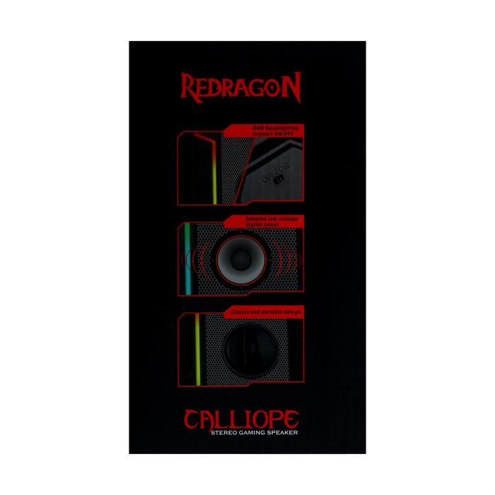 Компьютерные колонки 2.0 Redragon Calliope, 2х3 Вт, подсветка, 3,5 мм, чёрные - фото 51568821