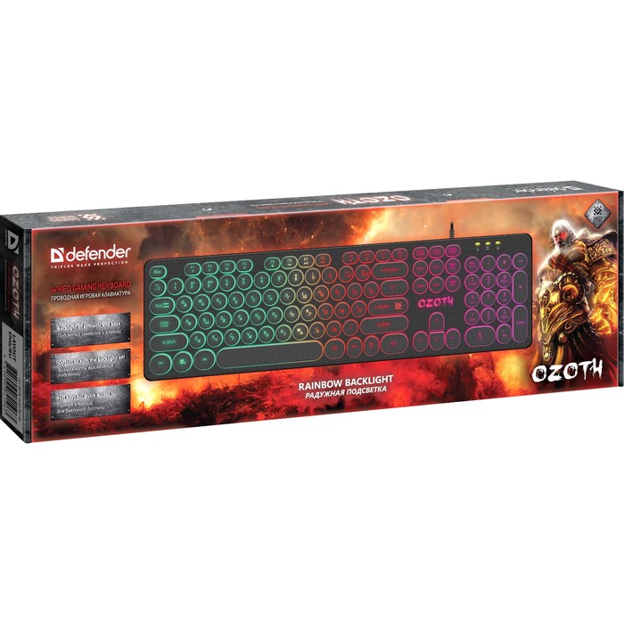 Клавиатура Defender Ozoth GK-106,игровая,проводная,мембран,подсветка104 клавиши,USB,черная
