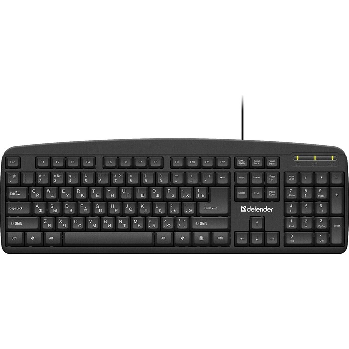 Клавиатура Defender Office HB-910,проводная,мембран,104 клавиши,USB,черная - Фото 1