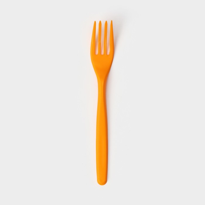 Вилка пластиковая одноразовая «Премиум», 18 см, 100 шт/уп, цвет оранжевый - Фото 1