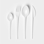 Набор пластиковых одноразовых столовых приборов, 4 предмета: вилка, ложка столовая, нож, ложка чайная, 16,5 см, цвет белый - фото 321649223