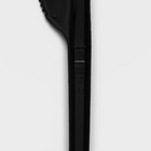 Набор пластиковых одноразовых столовых приборов, 4 предмета: вилка, ложка столовая, нож, салфетка белая, 16,5 см, цвет чёрный - Фото 5