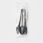 Набор пластиковых одноразовых приборов «Премиум», 5 предметов: вилка, ложка, нож, зубочистка, салфетка, 16,5 см, цвет чёрный - Фото 8