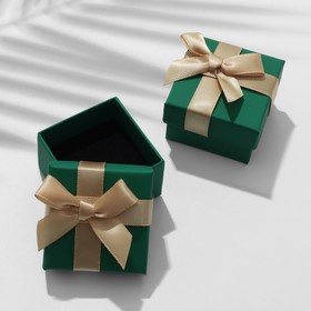 Коробочка подарочная под серьги/кольцо «Грин» 5×5, цвет зелёный