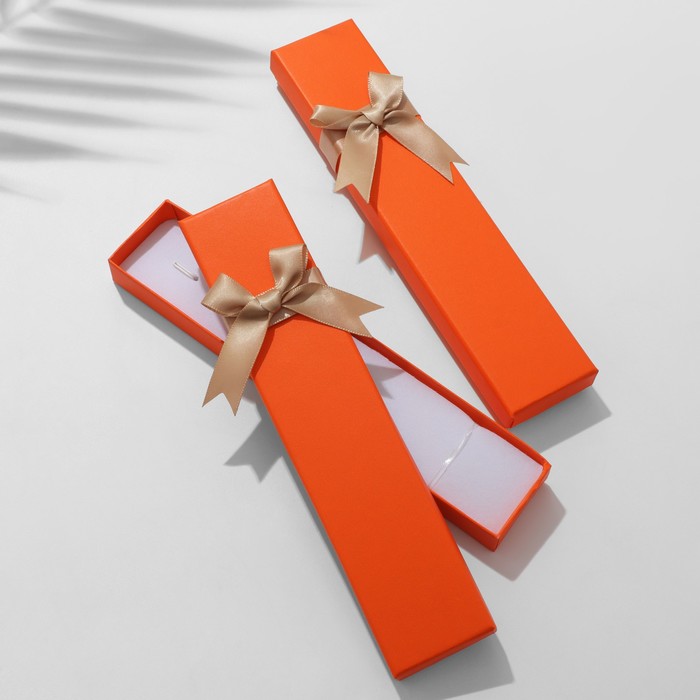 Коробочка подарочная под браслет/цепочку/часы «Контраст» 21×4×2,5, цвет оранжевый - Фото 1