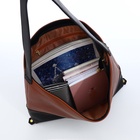 Сумка - мешок женская на молнии, 40×3×36 см, рыжая/чёрная - Фото 7