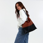 Сумка - мешок женская на молнии, 40×3×36 см, рыжая/чёрная - Фото 8