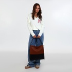 Сумка - мешок женская на молнии, 40×3×36 см, рыжая/чёрная - Фото 2