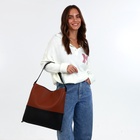 Сумка - мешок женская на молнии, 40×3×36 см, рыжая/чёрная - Фото 9