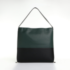 Сумка-мешок женская на молнии, цвет зелёный/чёрный - фото 321635920