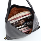 Сумка - мешок женская на молнии, 40×3×36 см, серая/чёрная - Фото 7