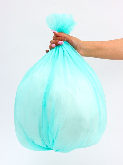 Мешки для мусора в рулоне ПСД 60 л, бирюзовые, 18 мкм 10 шт. 58×62 см