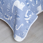 Покрывало Кошкин дом 150х210см, темно-синий, бязь 120г/м, хл 100% - фото 24299832