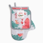 Набор кухонный «Доляна. С новым годом»: прихватка 17×17 см, варежка-прихватка 20×28 см, 35% хлопок - фото 59815936