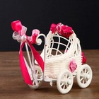 Корзина декоративная "Коляска с розовым бантиком" 9х7,5х13,5 см - Фото 3