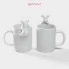 Кружки Доляна «Мишка Отто», 290 мл, 11.5×8×13.5 см, набор 2 шт., доломит, белые - Фото 2