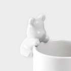 Кружки Доляна «Мишка Отто», 290 мл, 11.5×8×13.5 см, набор 2 шт., доломит, белые - Фото 4